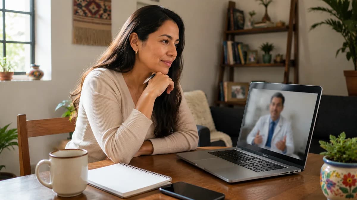 Doctora dando orientación médica remota sobre salud metabólica